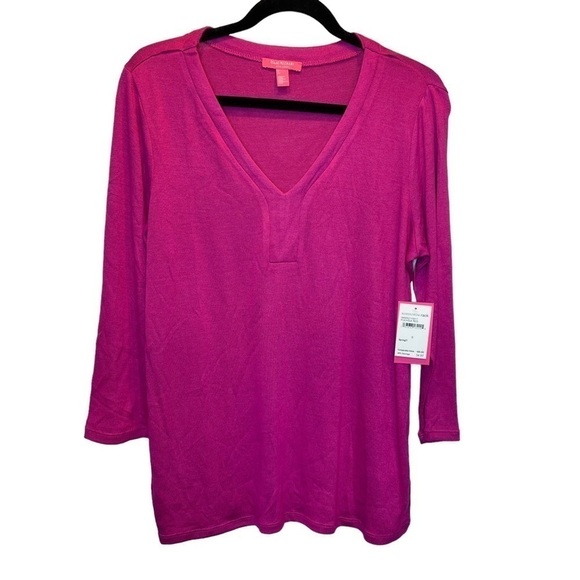 Isaac Mizrahi Sweaters - Isaac Mizrahi New York Fuchsia Red V-Neck Sweater Small